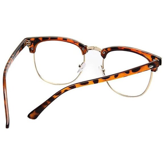 vintage fashion half frame semi-Rimless clear lens glasses Leopard - Picture 4 of 5